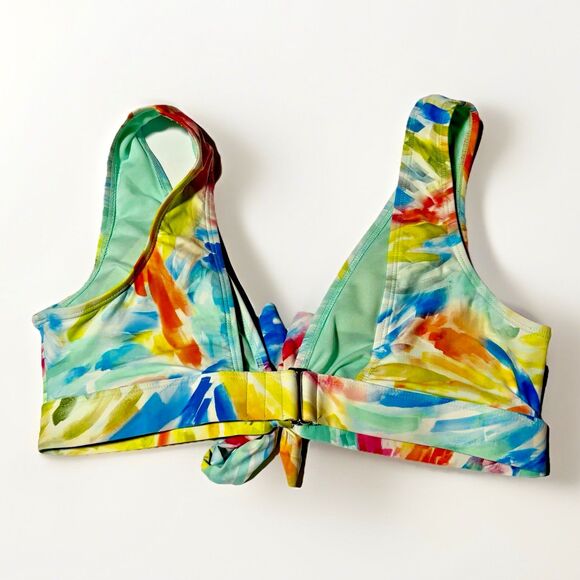 Time And Tru Bikini Top Women’s Size Large 12/14 Tie Dye Wide Strap Beach - Picture 3 of 7